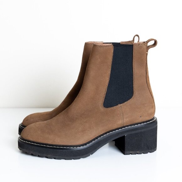 Madewell Shoes - Madewell The Carina Platform Chelsea Boot Leather Brown Burled Wood